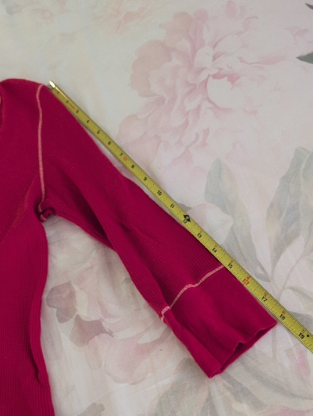 Splendid Ribbed Henley Long Sleeve Top in Red with Contrast Stitching - Picture 7 of 8